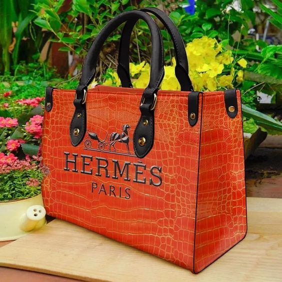 Hermes Logo Orange Luxury Brand Women Small Handbag Premium Accessories For Beauty