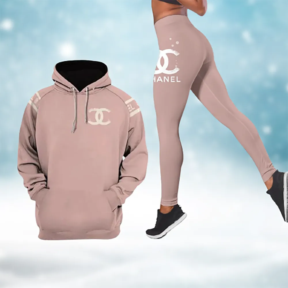 Chanel Pink Luxury Brand Hoodie Leggings Set Clothing Clothes Outfit For Women