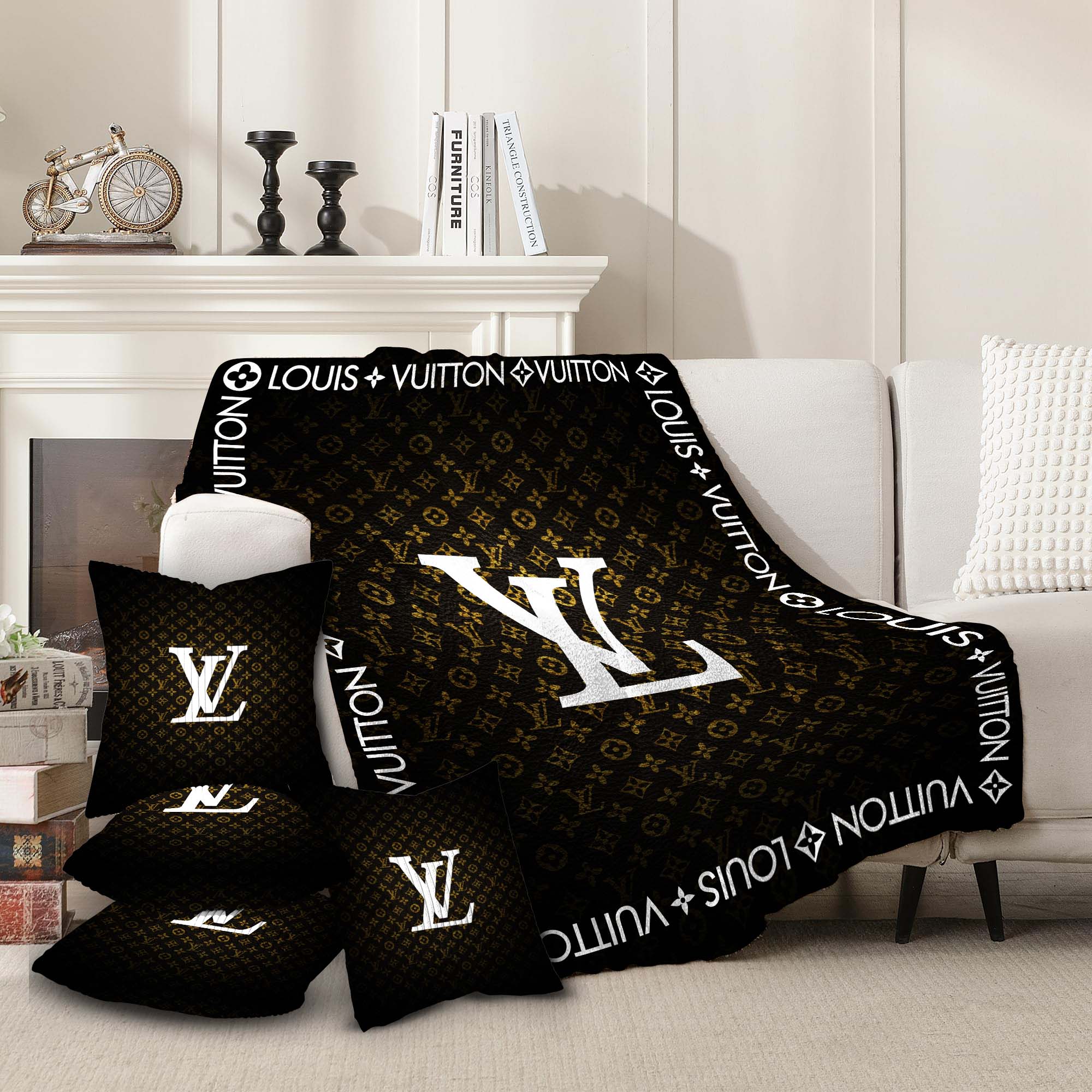 Louis Vuitton LV Brown Luxury Brand Premium Blanket Fleece Home Decor Special Fashion Collection