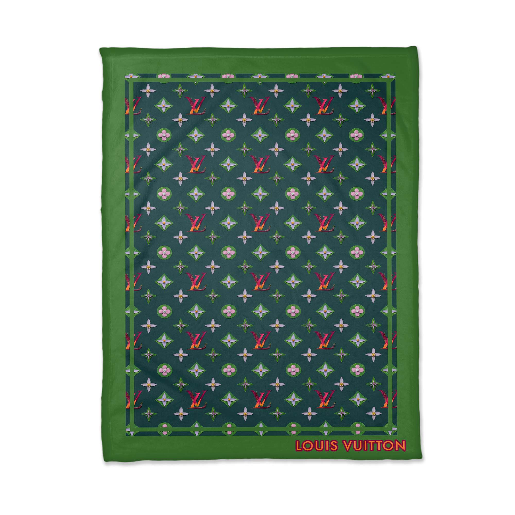 Louis Vuitton LV Green Luxury Brand Premium Blanket Fleece Home Decor Special Fashion Collection