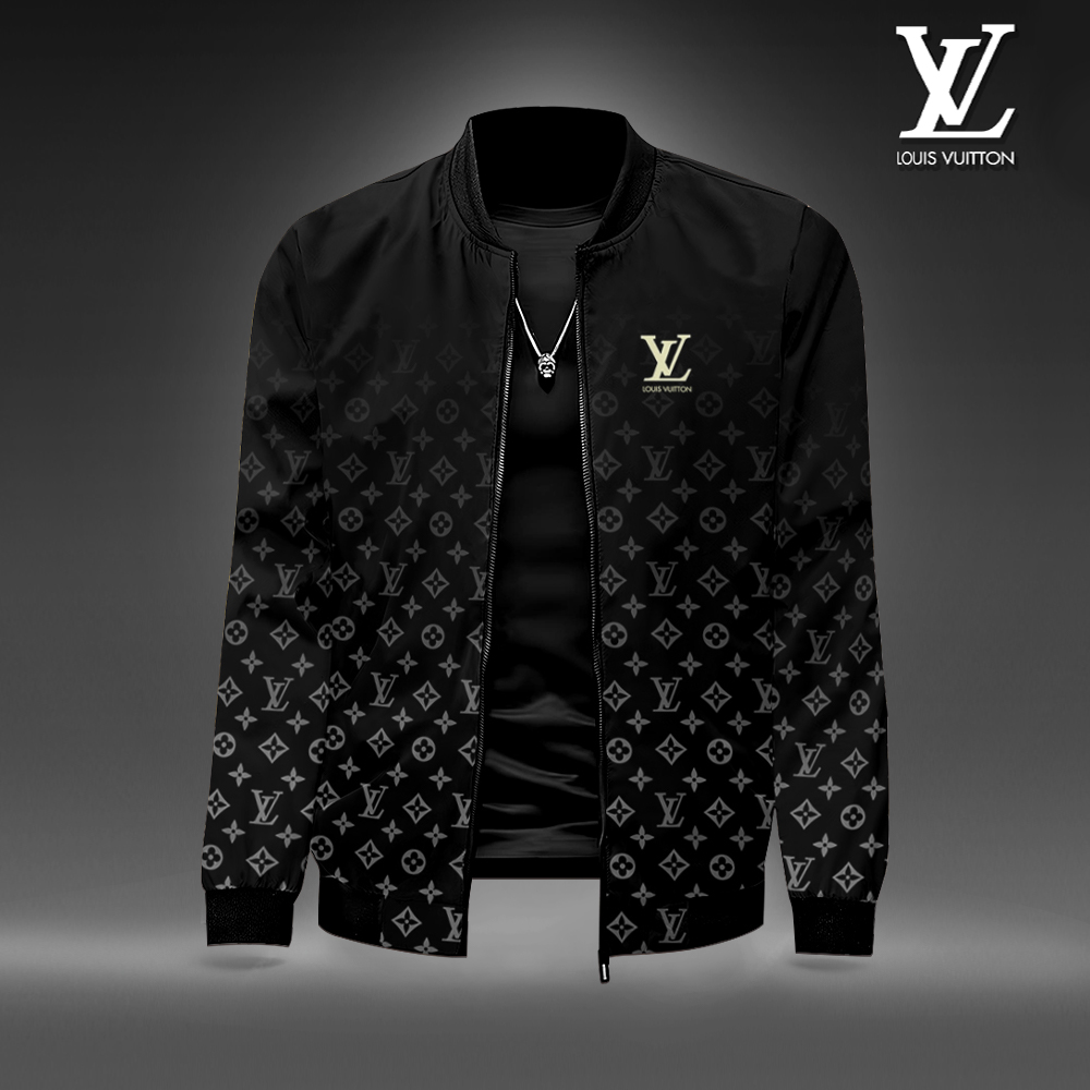 Louis Vuitton LV Logo Black Luxury Brand Premium Varsity Jacket Special Collection Fashion Style Outfits