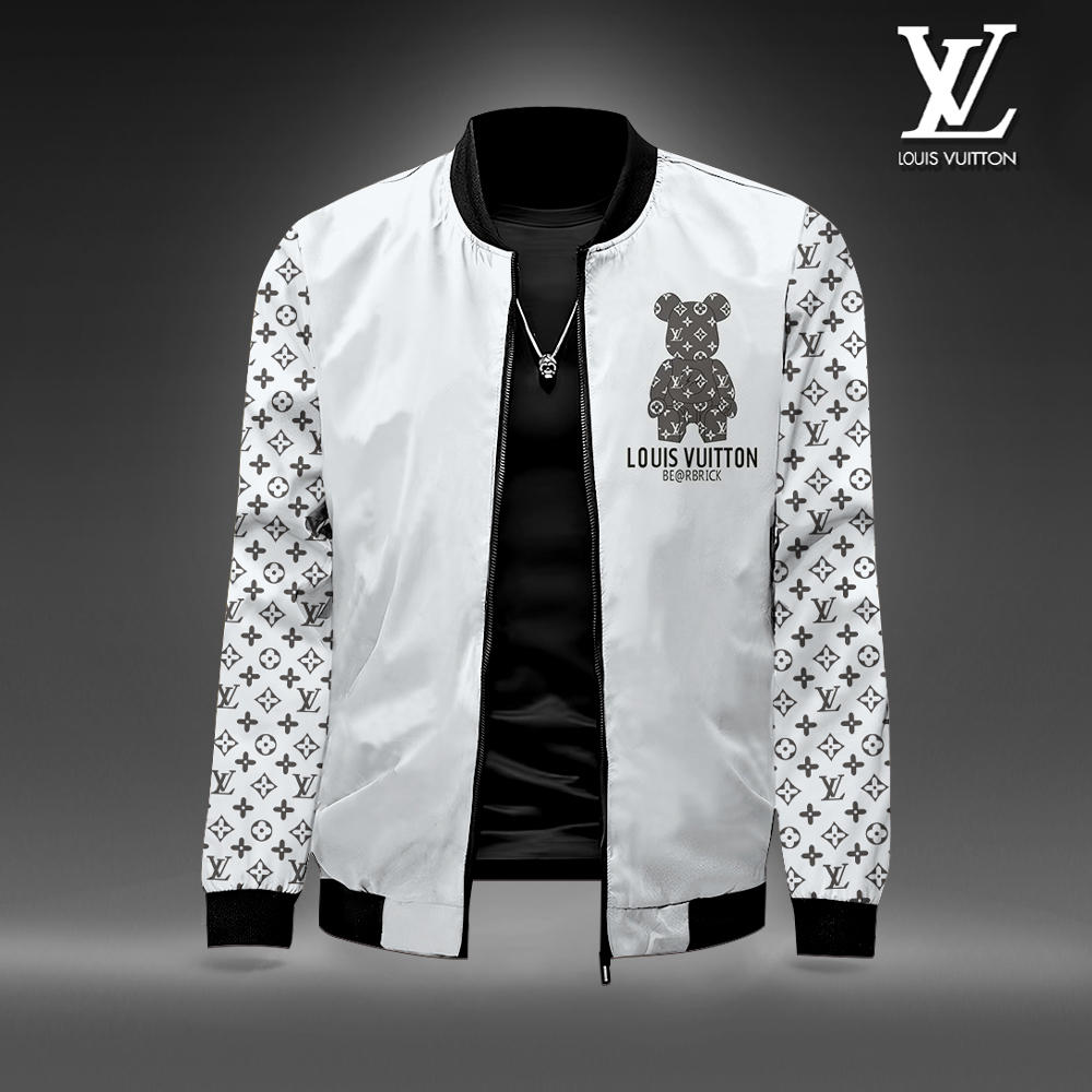 Louis Vuitton LV Logo Bearbrick White Luxury Brand Premium Varsity Jacket Special Collection Fashion Style Outfits