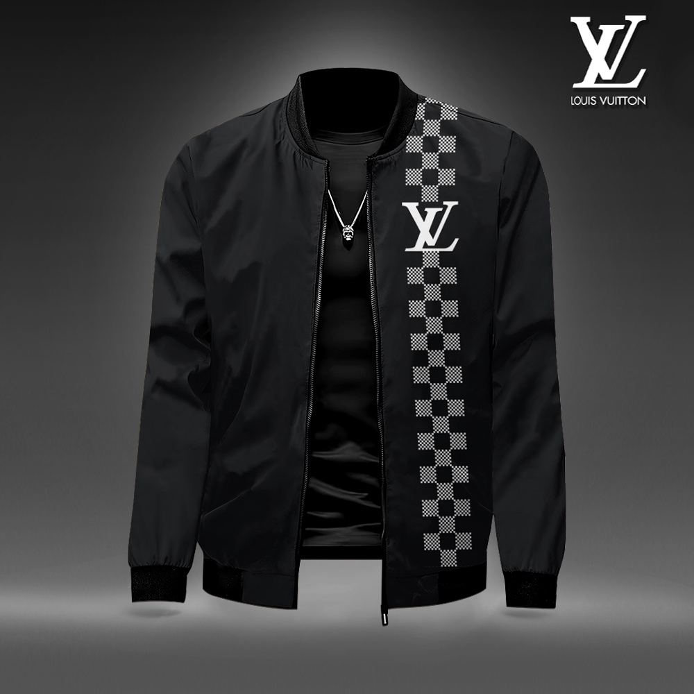 Louis Vuitton LV Black Luxury Brand Premium Varsity Jacket Special Collection Fashion Style Outfits