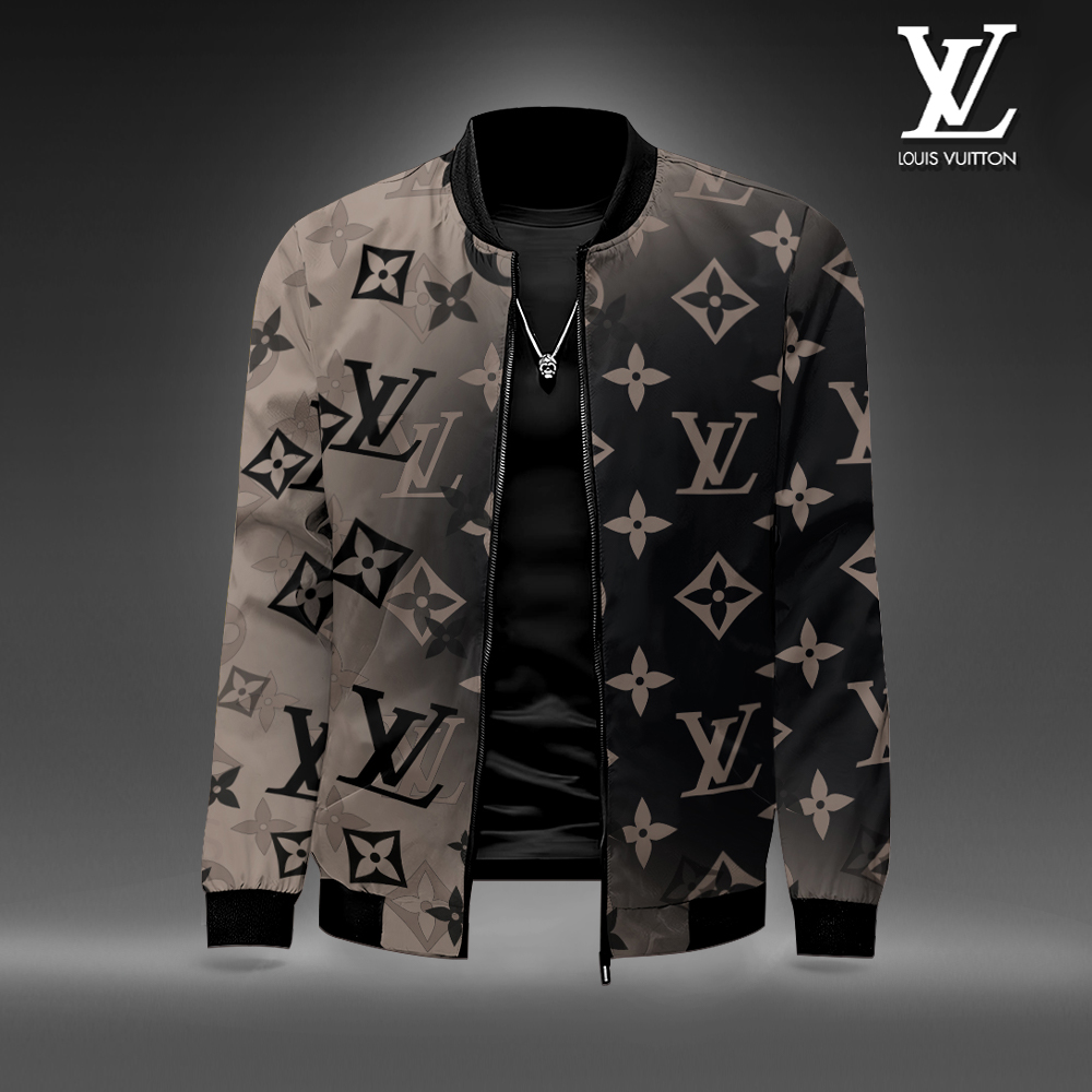 Louis Vuitton LV Logo Brown Gradient Luxury Brand Premium Varsity Jacket Special Collection Fashion Style Outfits