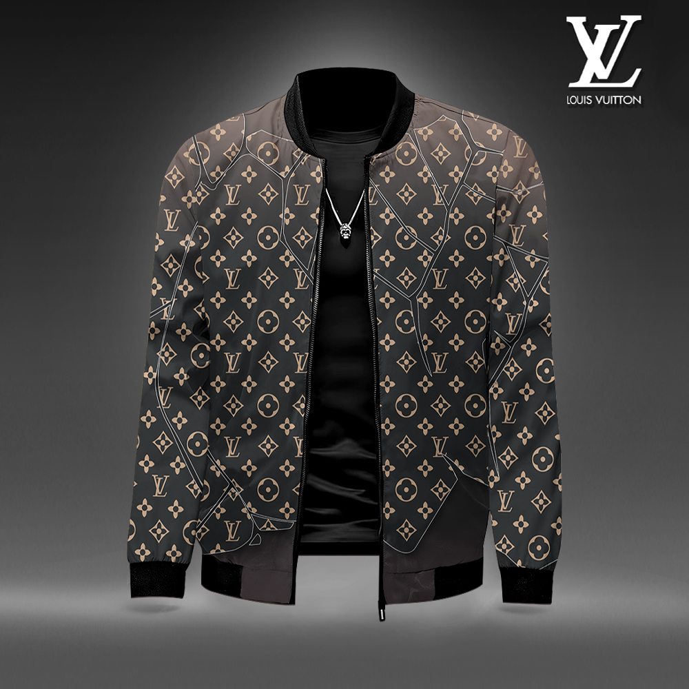 Louis Vuitton Logo Brown Luxury Brand Premium Varsity Jacket Special Collection Fashion Style Outfits