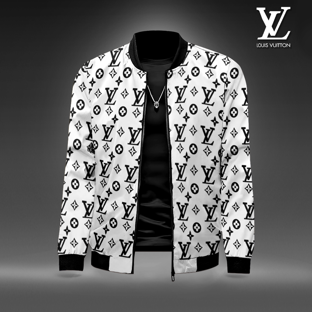 Louis Vuitton LV Logo White Luxury Brand Premium Varsity Jacket Special Collection Style Fashion Outfits