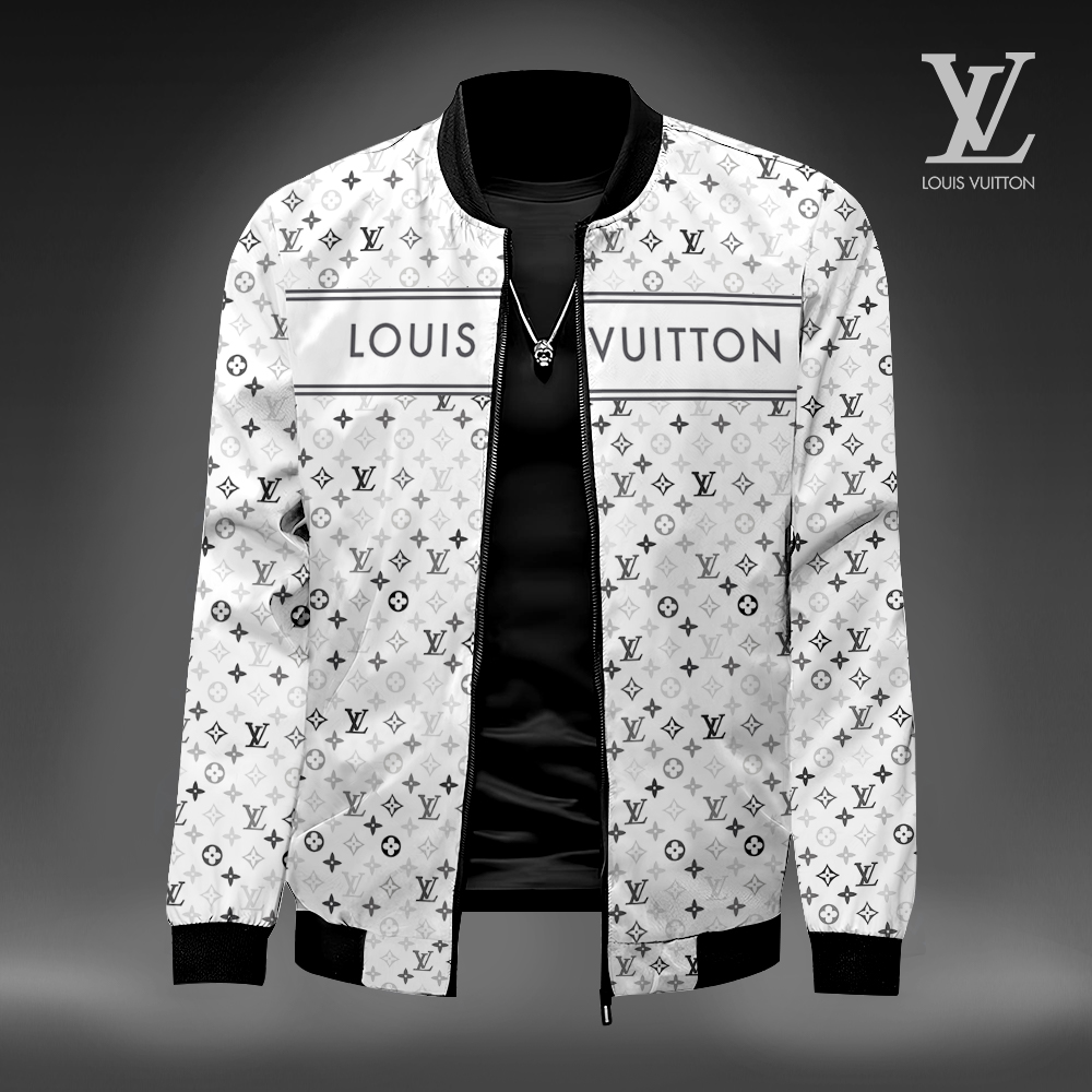 Louis Vuitton LV Pattern White Luxury Brand Premium Varsity Jacket Special Collection Style Fashion Outfits