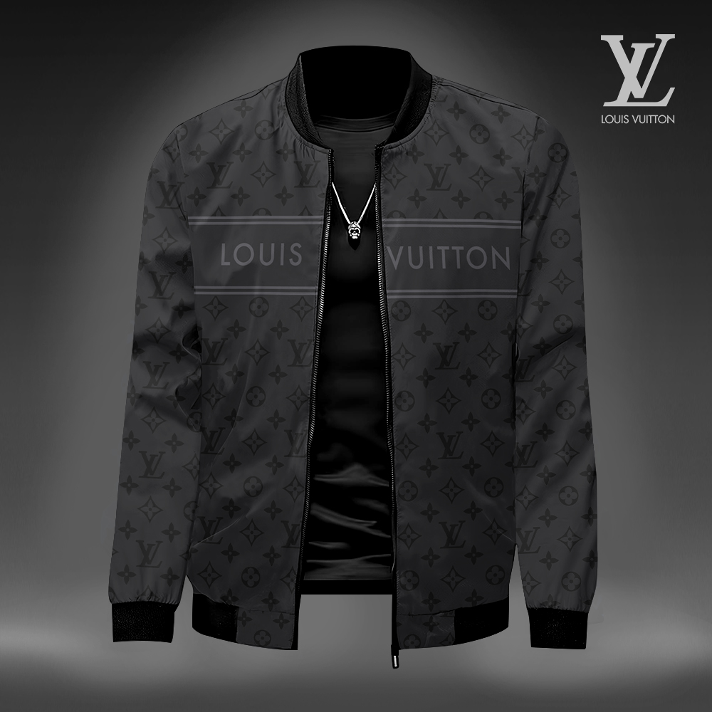 Louis Vuitton LV Black Luxury Brand Premium Varsity Jacket Special Collection Style Fashion Outfits