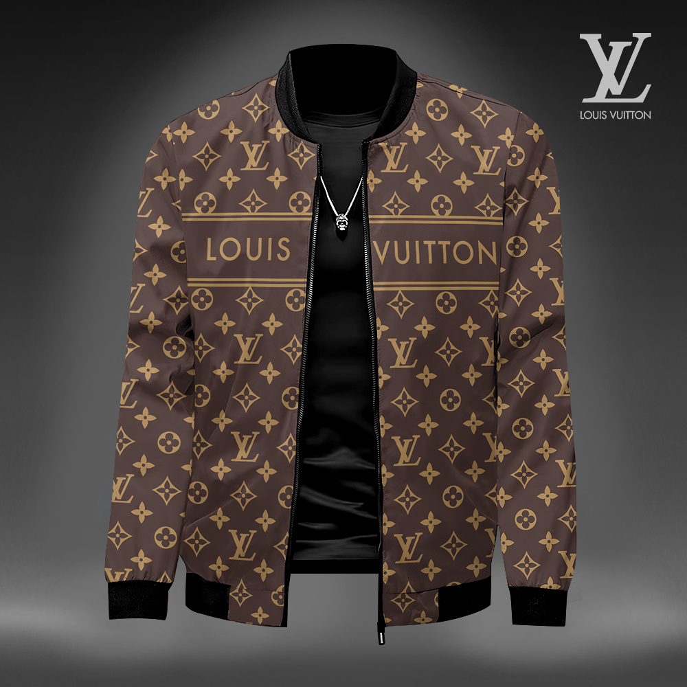 Louis Vuitton LV Logo Brown Luxury Brand Premium Varsity Jacket Special Collection Style Fashion Outfits