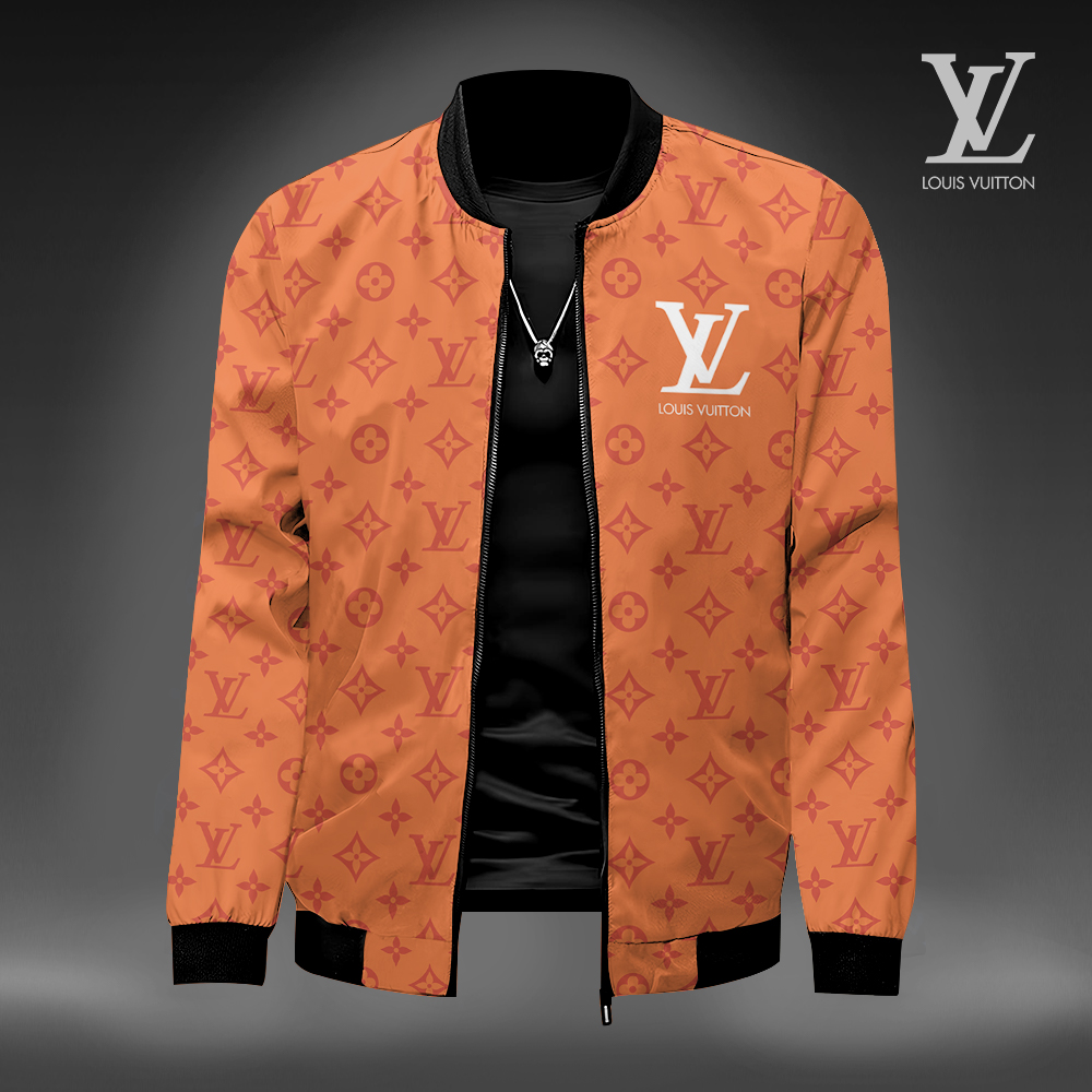 Louis Vuitton Orange Luxury Brand Premium Varsity Jacket Special Collection Style Fashion Outfits