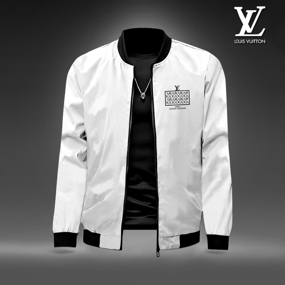 Louis Vuitton White Pattern Luxury Brand Premium Varsity Jacket Special Collection Style Fashion Outfits