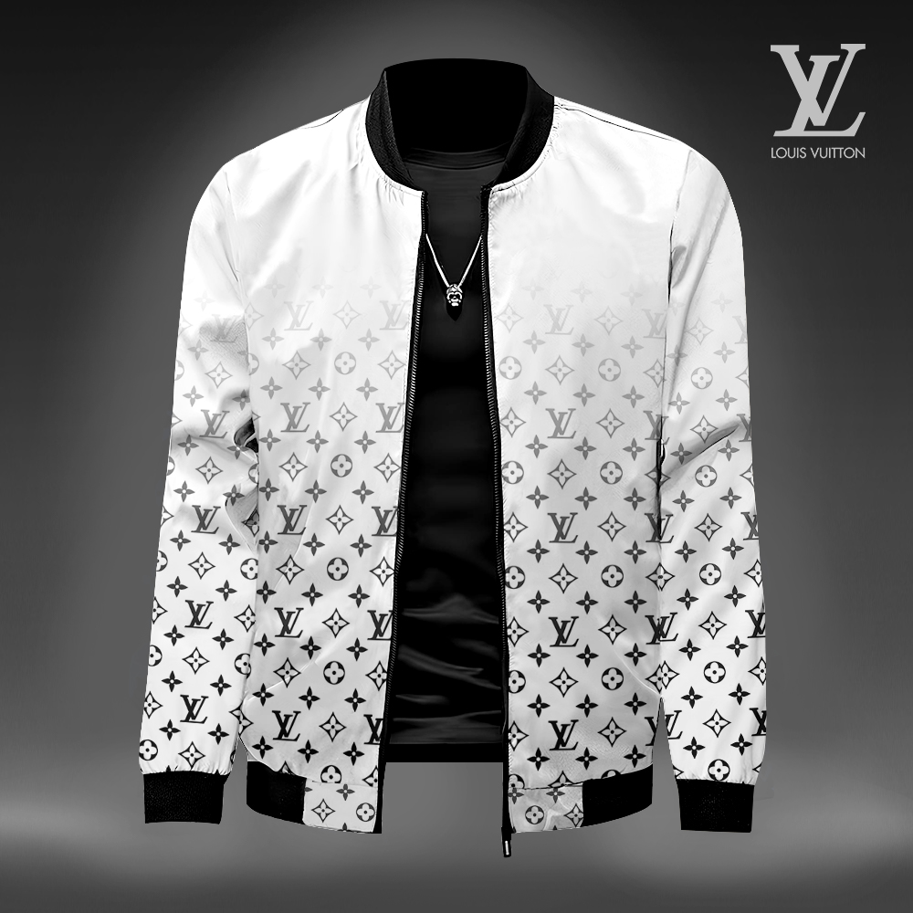 Louis Vuitton Black Logo White Luxury Brand Premium Varsity Jacket Special Collection Style Fashion Outfits