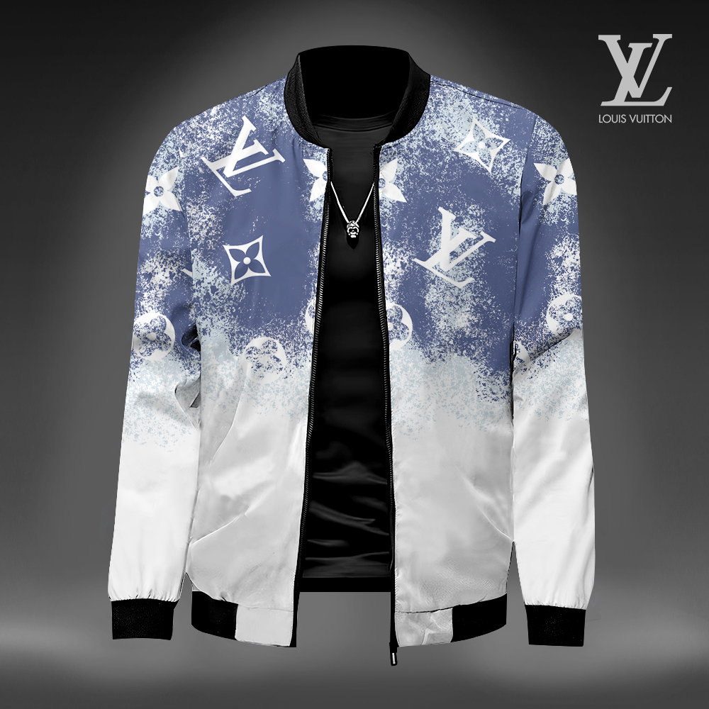 Louis Vuitton Blue White Luxury Brand Premium Varsity Jacket Special Collection Style Fashion Outfits