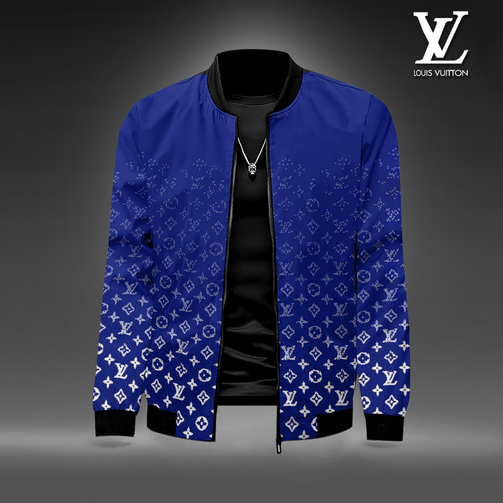Louis Vuitton Blue Luxury Brand Premium Varsity Jacket Special Collection Style Fashion Outfits