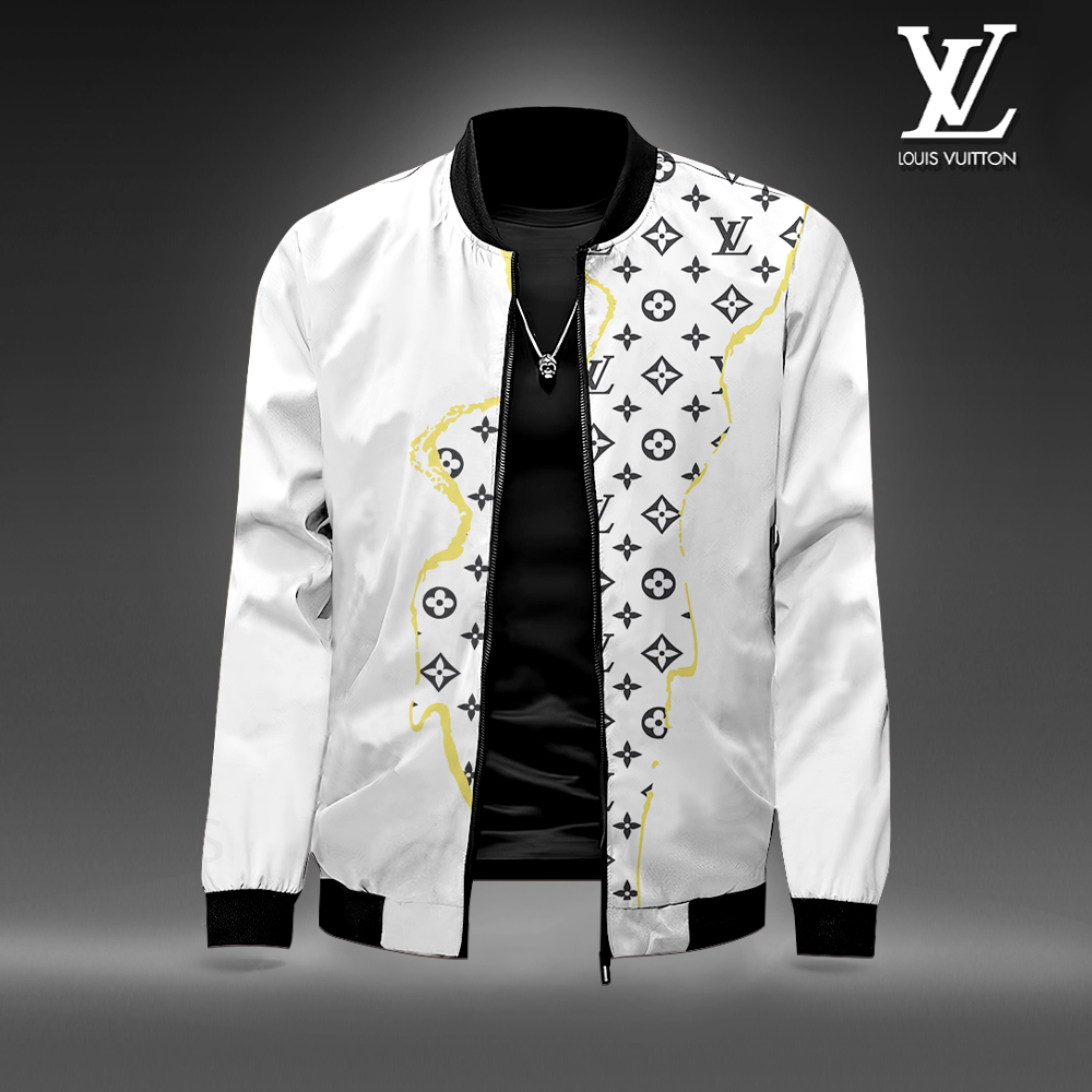 Louis Vuitton LV White Luxury Brand Premium Varsity Jacket Special Collection Style Fashion Outfits