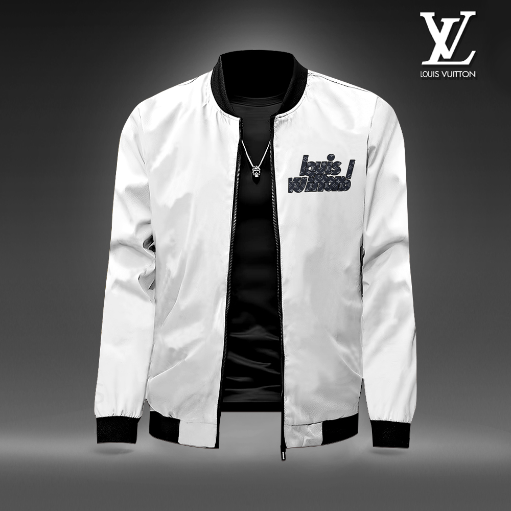 Louis Vuitton LV Logo White Luxury Brand Premium Varsity Jacket Special Style Collection Fashion Outfits
