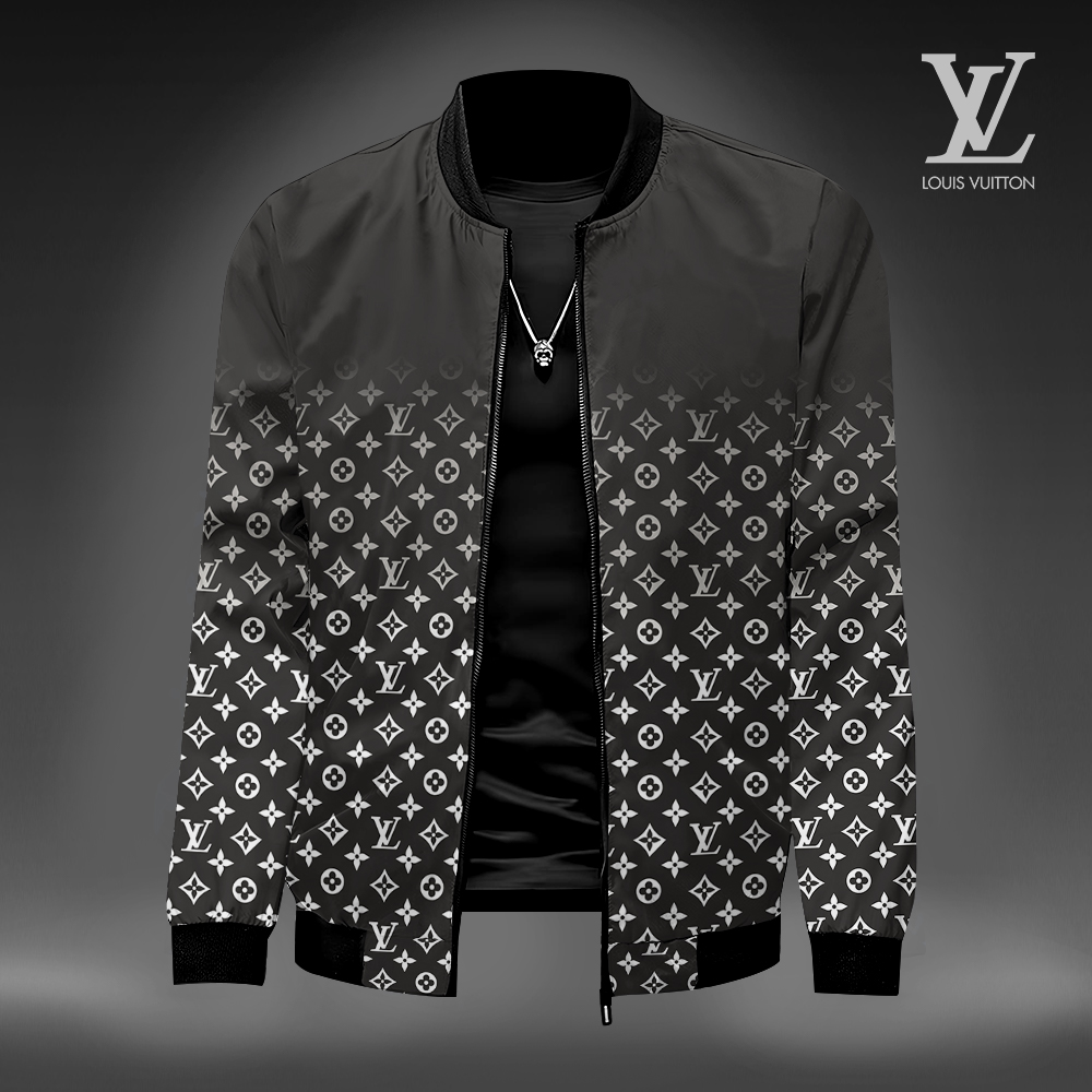 Louis Vuitton LV Logo Black Luxury Brand Premium Varsity Jacket Special Style Collection Fashion Outfits