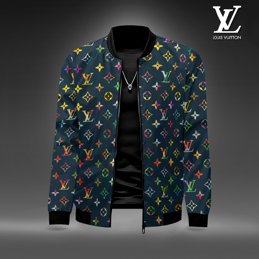 Louis Vuitton LV Colorful Logo Luxury Brand Premium Varsity Jacket Special Style Collection Fashion Outfits