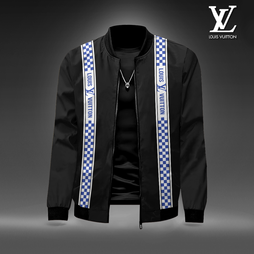 Louis Vuitton LV Black Luxury Brand Premium Varsity Jacket Special Style Collection Fashion Outfits