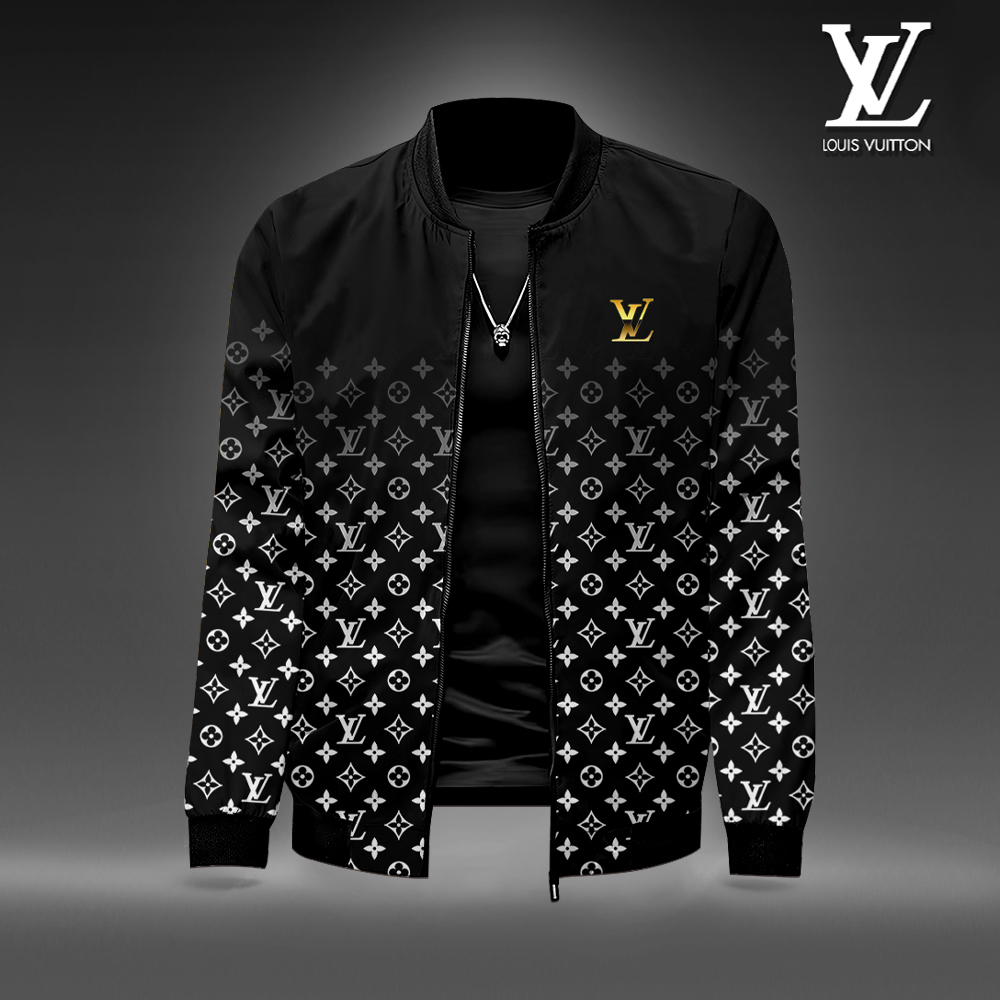 Louis Vuitton LV Black Luxury Brand Premium Varsity Jacket Fashion Style Collection Special Outfits
