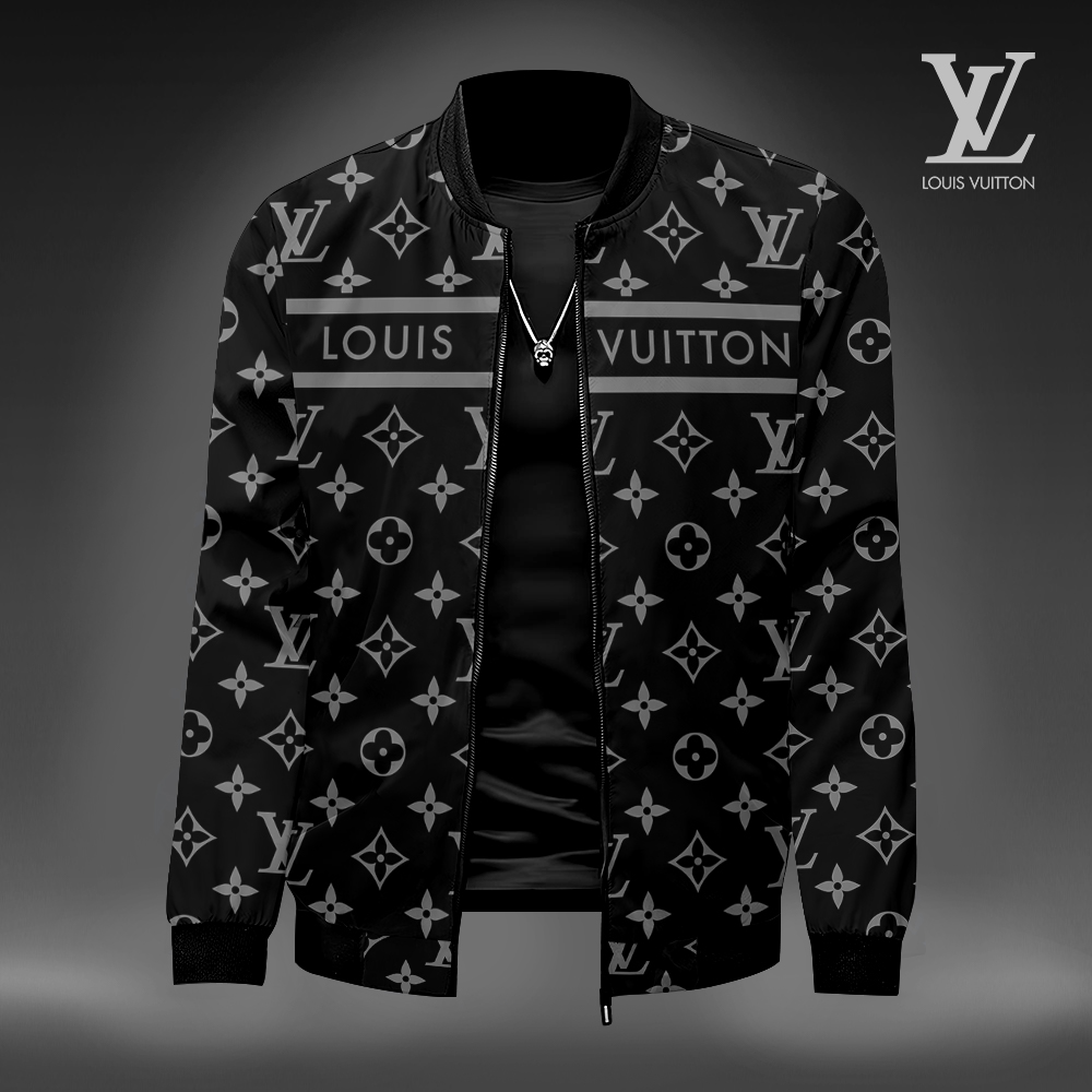 Louis Vuitton Black Luxury Brand Premium Varsity Jacket Fashion Style Collection Special Outfits