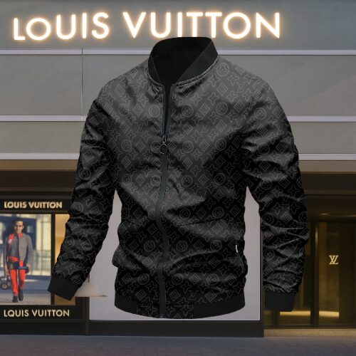 Louis Vuitton LV Logo Black Luxury Brand Premium Varsity Jacket Fashion Style Collection Special Outfits