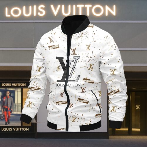 Louis Vuitton LV Logo White Luxury Brand Premium Varsity Jacket Fashion Style Collection Special Outfits