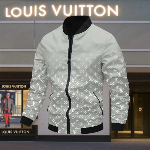 Louis Vuitton LV Grey Luxury Brand Premium Varsity Jacket Fashion Style Collection Special Outfits