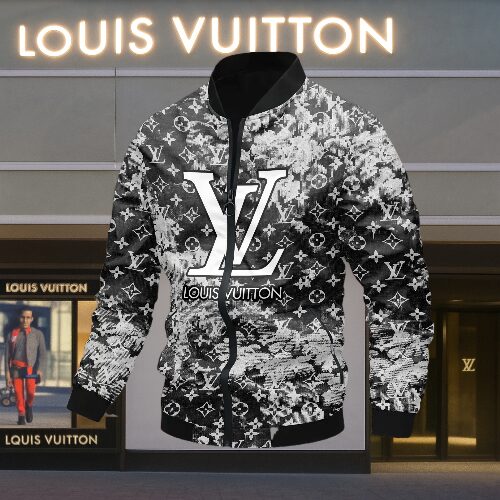 Louis Vuitton LV Grey Luxury Brand Varsity Jacket Premium Fashion Style Collection Special Outfits