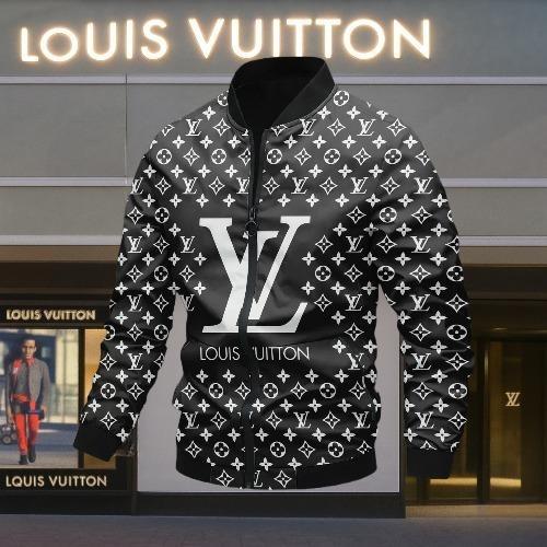 Louis Vuitton LV Black Luxury Brand Varsity Jacket Premium Fashion Style Collection Special Outfits