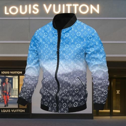 Louis Vuitton Blue Grey Luxury Brand Premium Varsity Jacket Fashion Style Collection Special Outfits