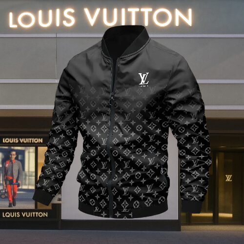 Louis Vuitton Black Pattern Luxury Brand Varsity Jacket Premium Fashion Style Collection Special Outfits