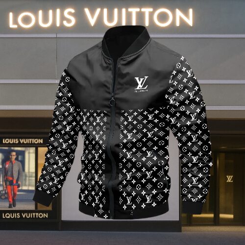 Louis Vuitton Black White Pattern Luxury Brand Varsity Jacket Premium Fashion Style Collection Special Outfits