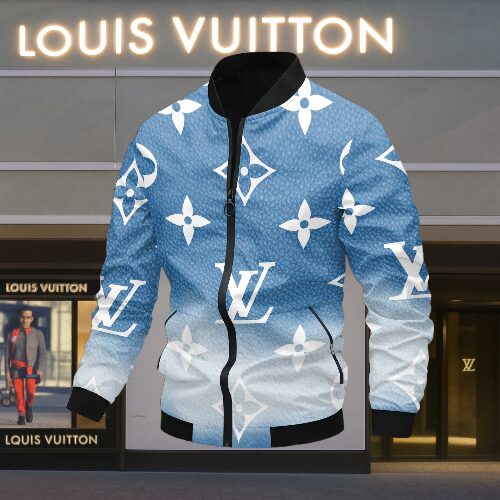 Louis Vuitton Blue Luxury Brand Varsity Jacket Premium Fashion Style Collection Special Outfits