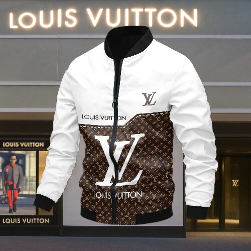 Louis Vuitton Brown White Luxury Brand Varsity Jacket Premium Fashion Style Collection Special Outfits