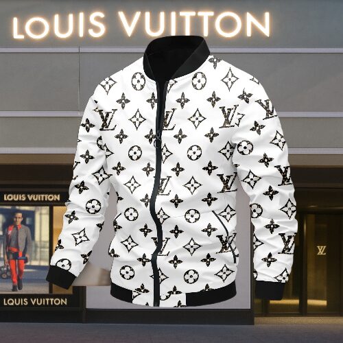 Louis Vuitton Logo White Luxury Brand Varsity Jacket Premium Fashion Style Collection Special Outfits