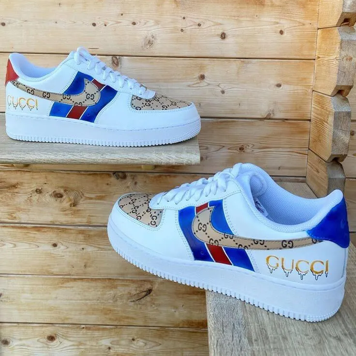Gucci Nike White Luxury Brand Air Force 1 Sneakers Premium Shoes Fashion Collection For Men Women