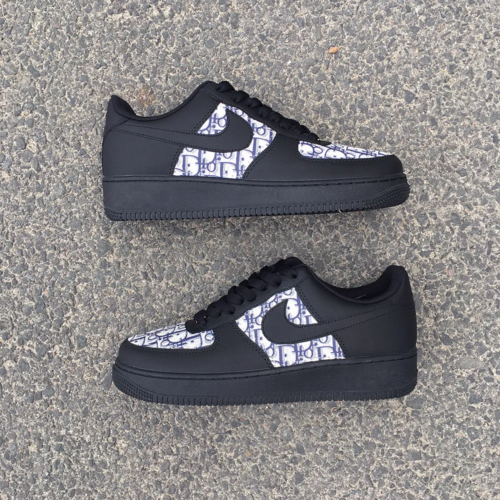 Dior Nike Black Luxury Brand Air Force 1 Sneakers Premium Shoes Fashion Style Collection For Men Women