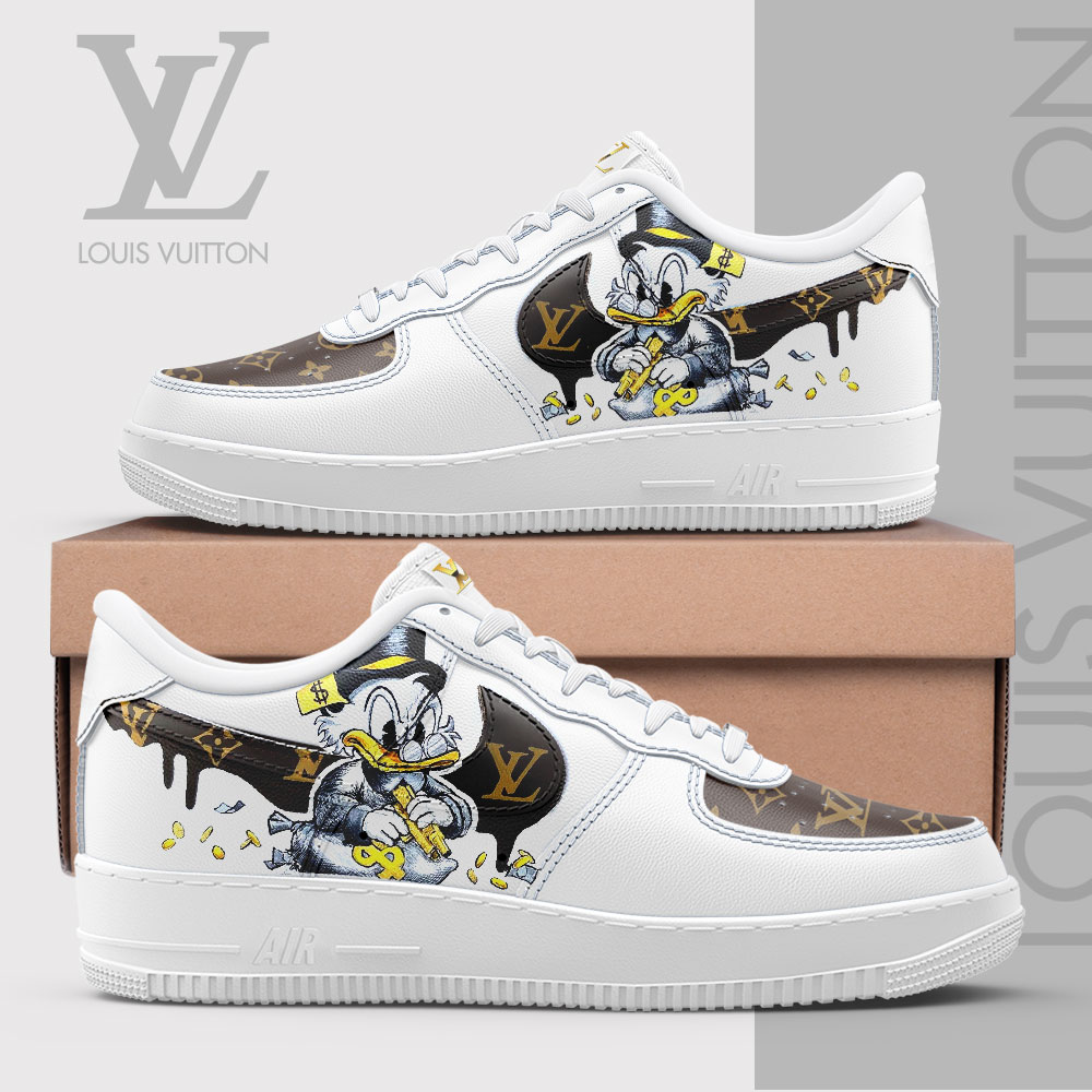 Louis Vuitton Nike Donald Duck White Luxury Brand Air Force 1 Sneakers Premium Shoes Fashion Style Collection For Men Women