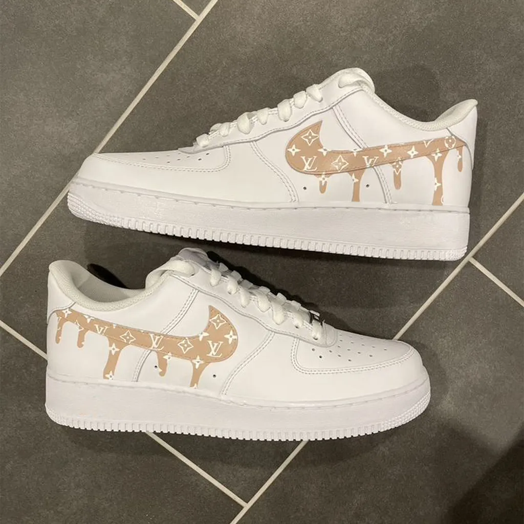 Louis Vuitton Nike Logo White Luxury Brand Air Force 1 Sneakers Premium Shoes Fashion Style Collection For Men Women