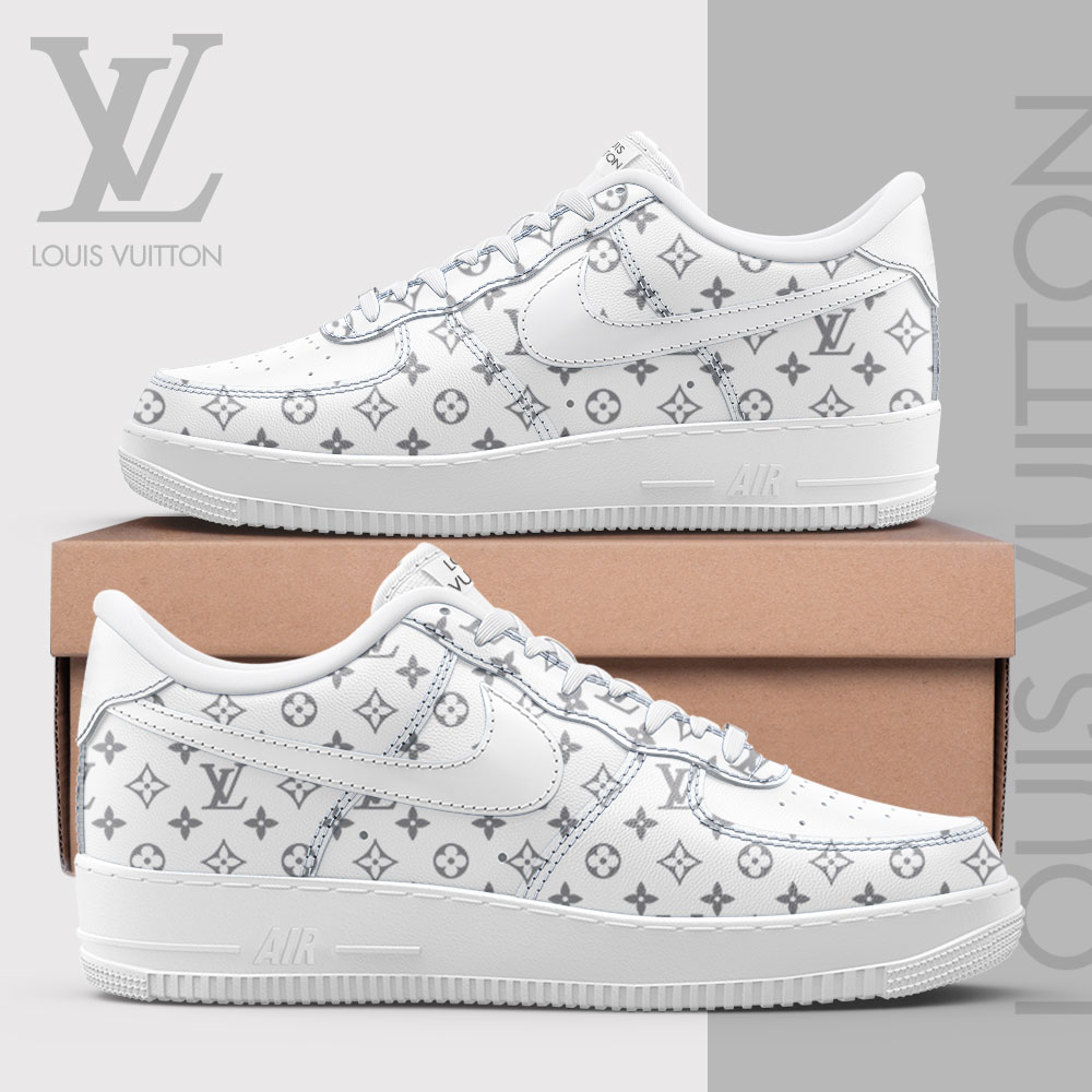 Louis Vuitton Nike Pattern White Luxury Brand Air Force 1 Sneakers Premium Shoes Fashion Style Collection For Men Women