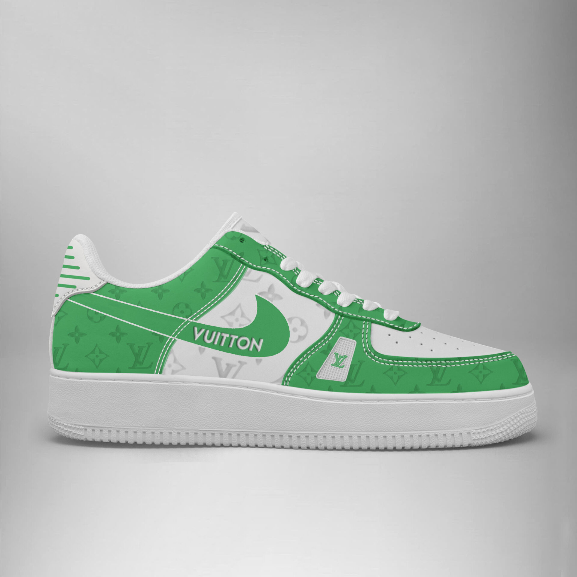 Louis Vuitton Nike Logo Green White Luxury Brand Air Force 1 Sneakers Premium Shoes Fashion Style Collection For Men Women