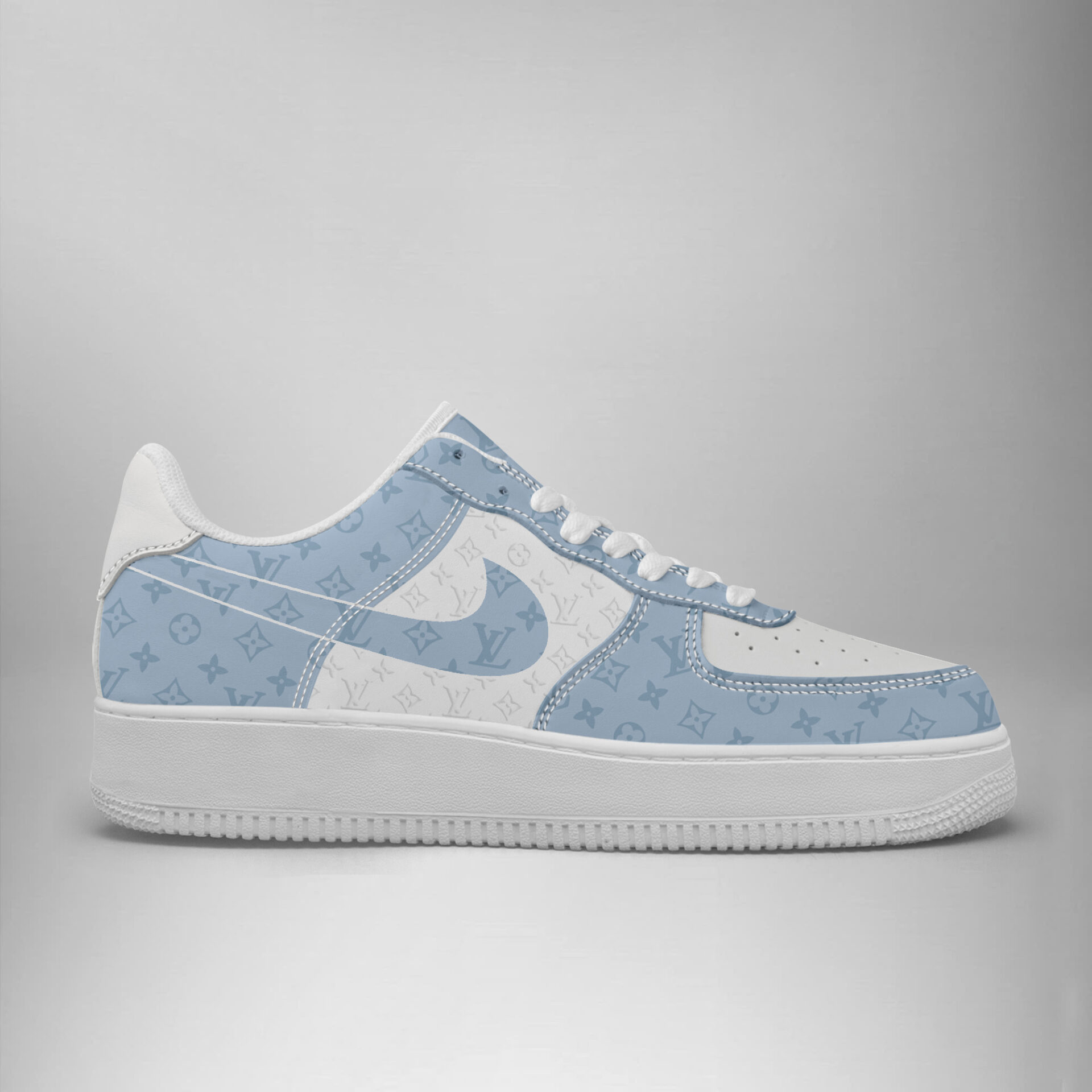 Louis Vuitton Nike Blue White Limited Luxury Brand Air Force 1 Sneakers Premium Shoes Fashion Style Collection For Men Women