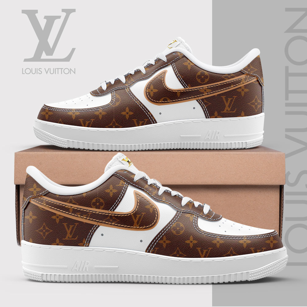 Louis Vuitton Nike Brown Limited Luxury Brand Air Force 1 Sneakers Premium Shoes Fashion Style Collection For Men Women