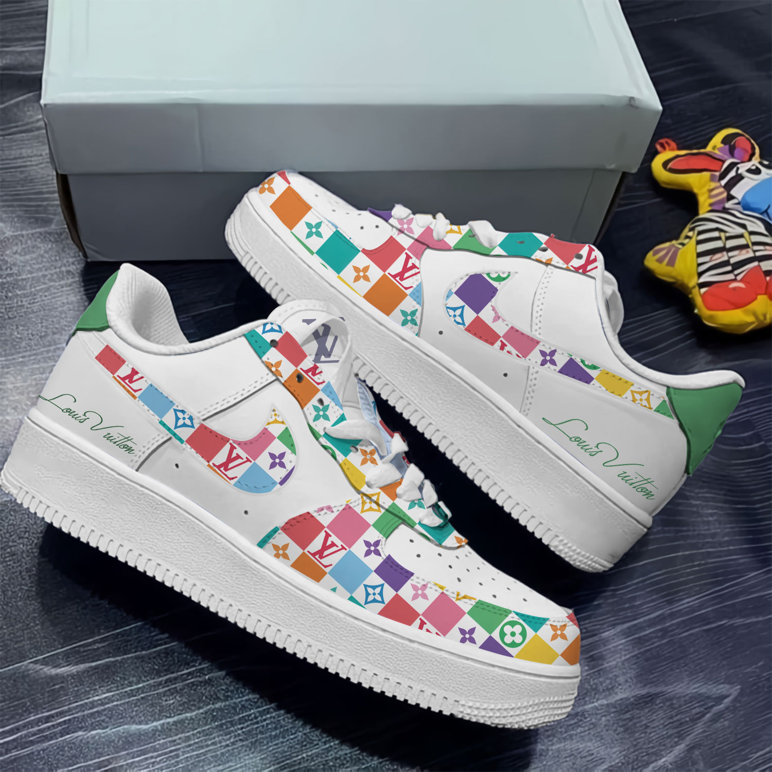 Louis Vuitton Nike Limited Colorful Luxury Brand Air Force 1 Sneakers Premium Shoes Fashion Style Collection For Men Women