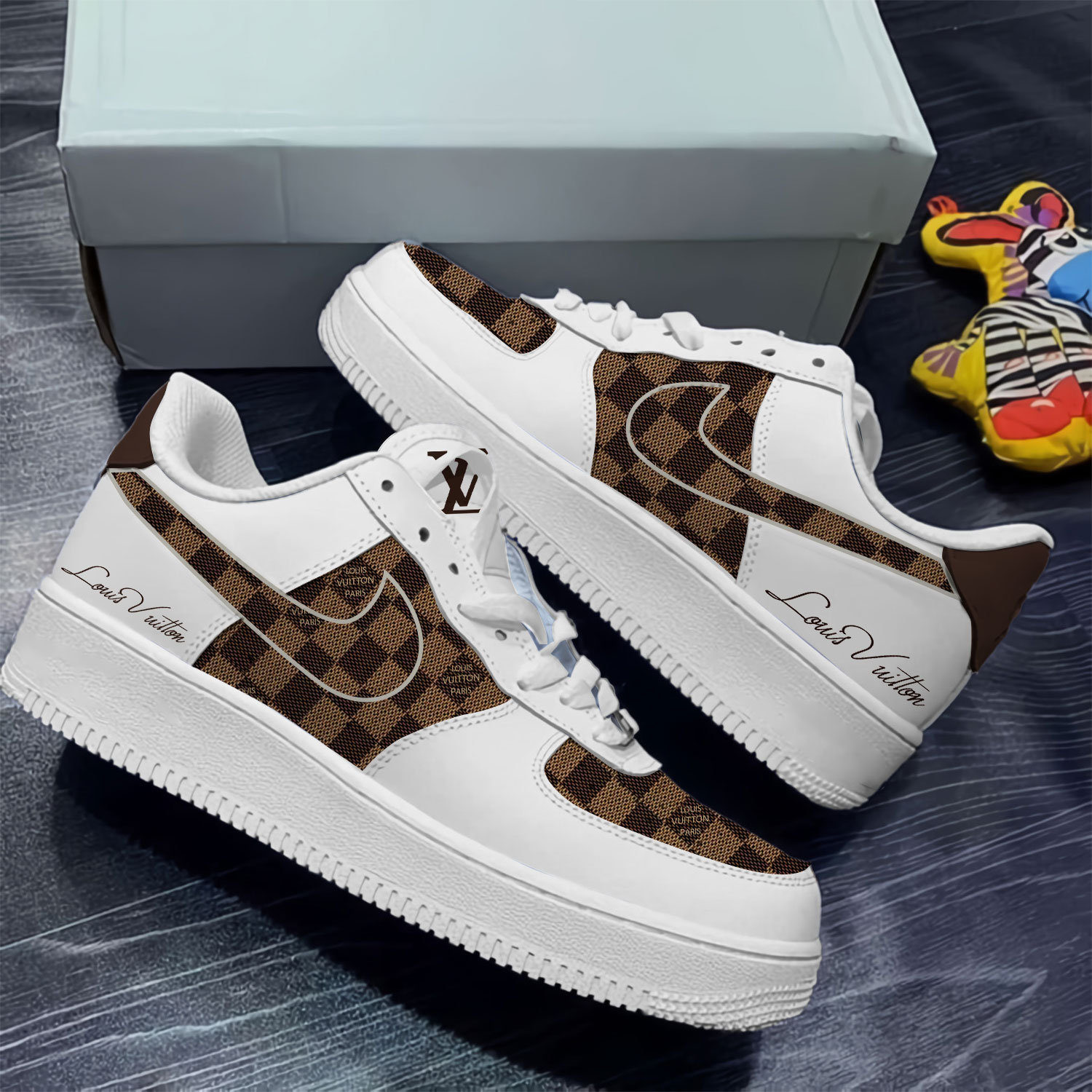 Louis Vuitton Nike Paris Limited Brown Luxury Brand Air Force 1 Sneakers Premium Shoes Fashion Style Collection For Men Women