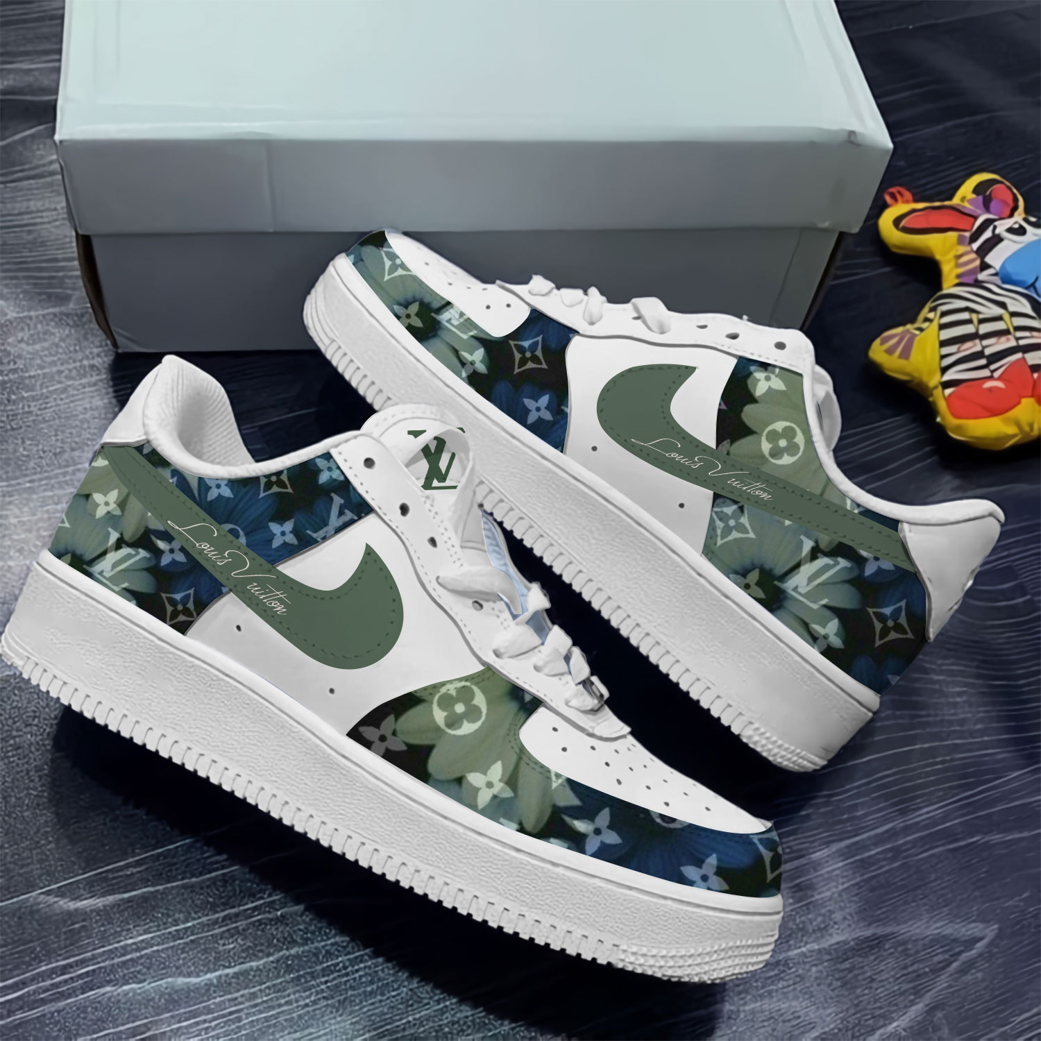Louis Vuitton Nike Flowers Luxury Brand Air Force 1 Sneakers Premium Shoes Fashion Style Limited Collection For Men Women