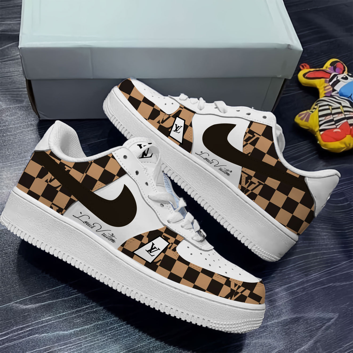 Louis Vuitton Nike Logo Luxury Brand Air Force 1 Sneakers Premium Fashion Style Shoes Limited Collection For Men Women