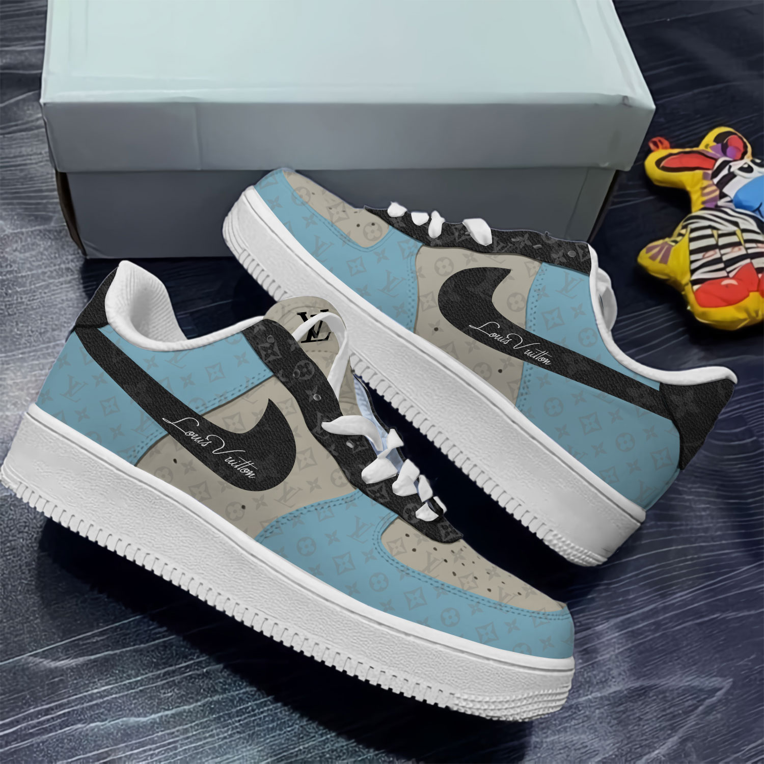 Louis Vuitton Nike Pattern Luxury Brand Air Force 1 Sneakers Premium Fashion Style Shoes Limited Collection For Men Women