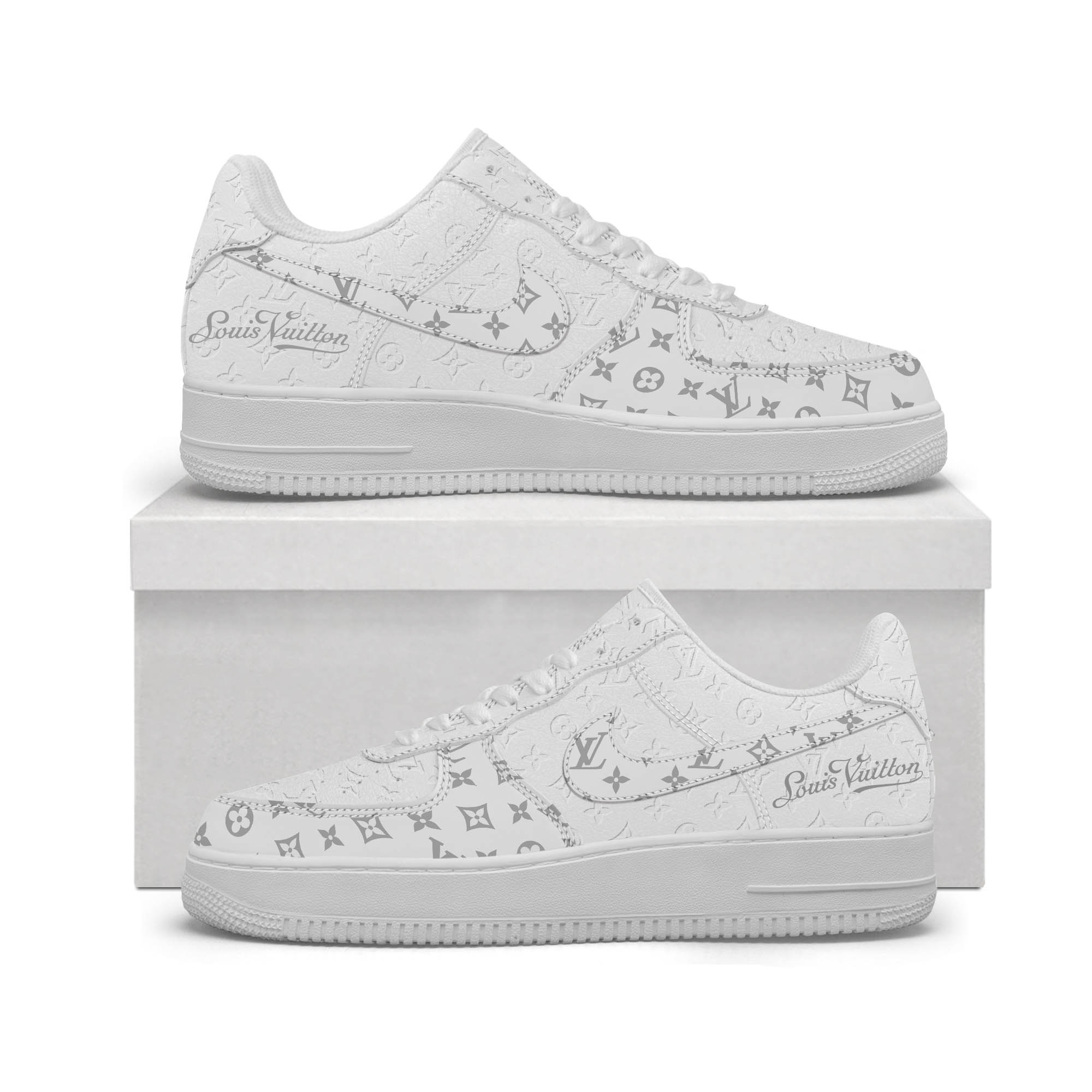 Louis Vuitton Nike Logo White Luxury Brand Air Force 1 Sneakers Premium Style Shoes Limited Fashion Collection For Men Women